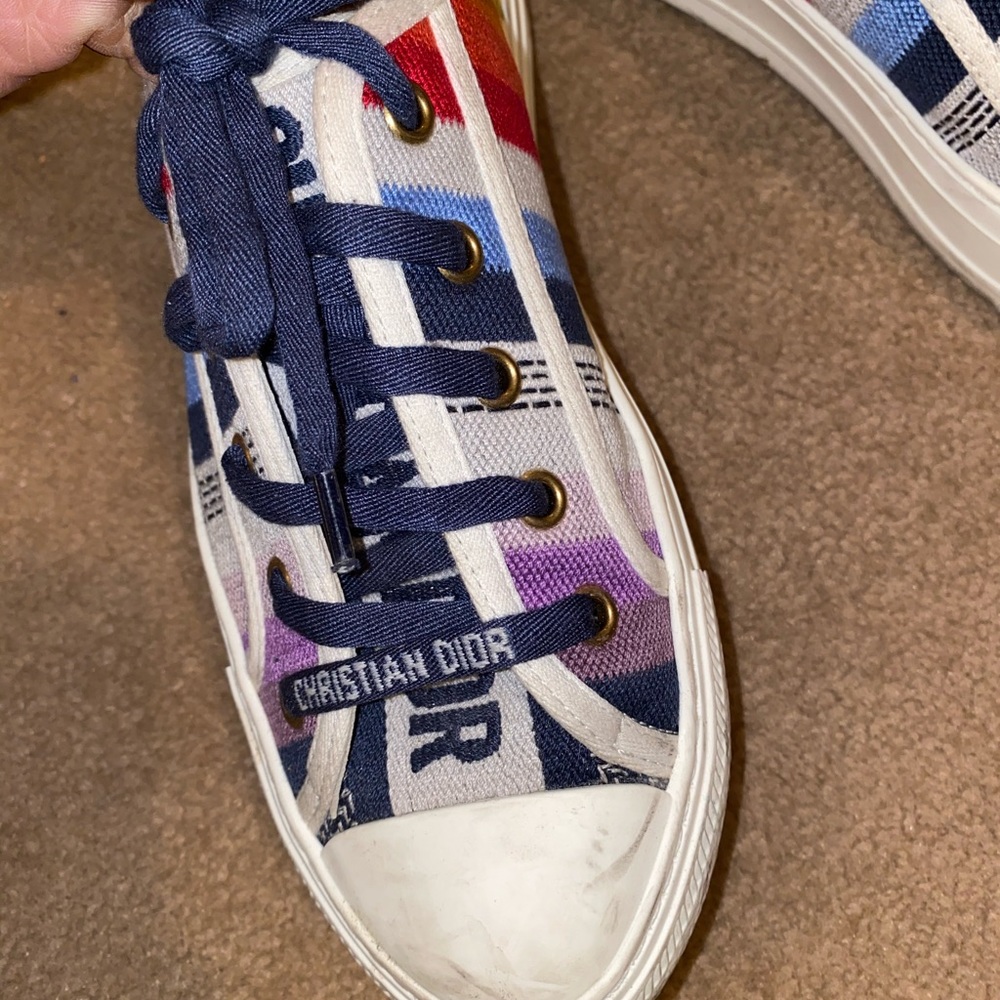 Dior Multicolor Canvas Low-Top Sneakers with Navy Laces - Picture 3 of 6